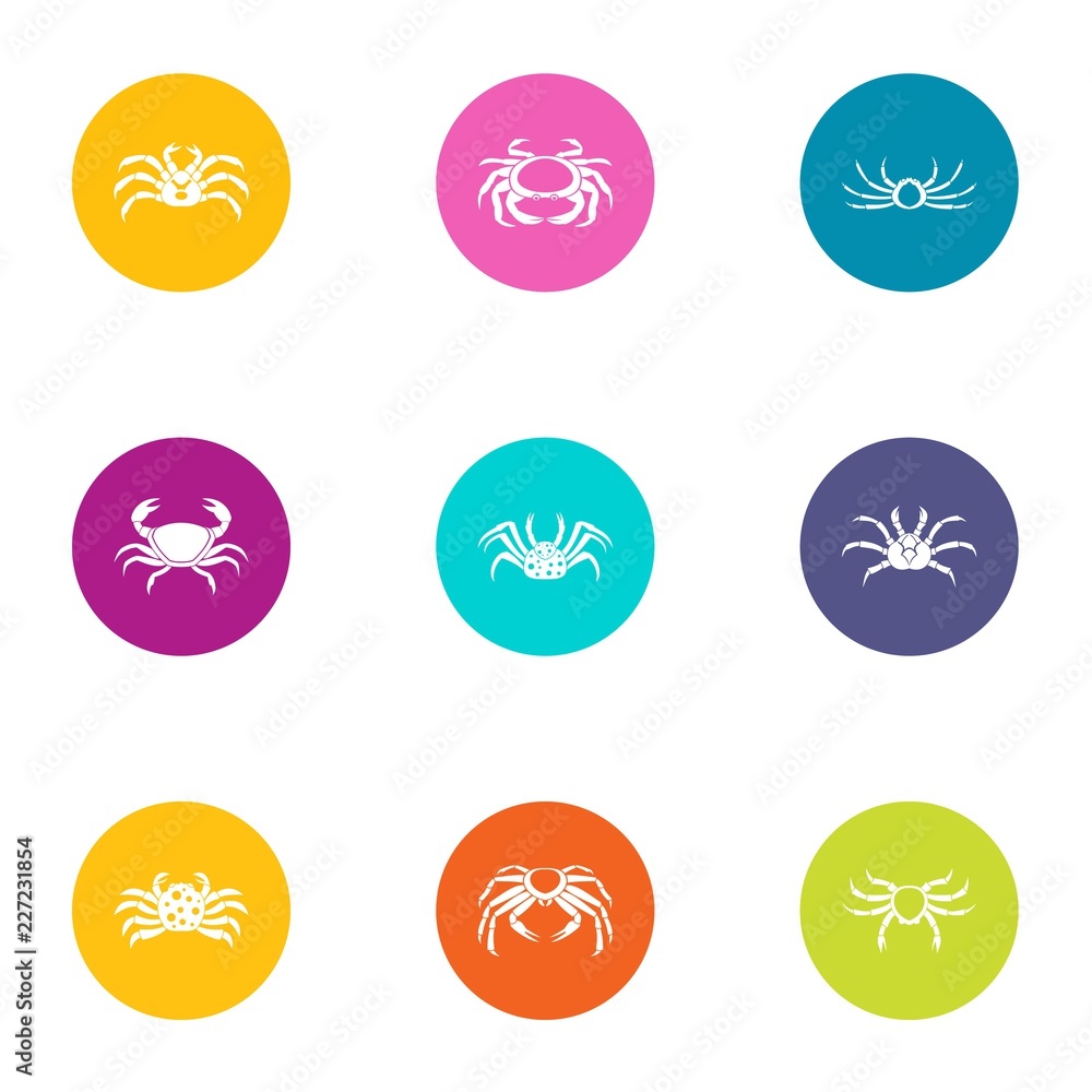 Aufkleber crab meat icons set. flat set of 9 crab meat vector icons for web isolated on white background