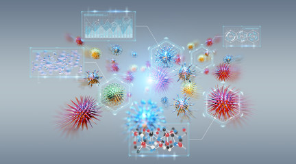 Bacteria microscopic close-up 3D rendering