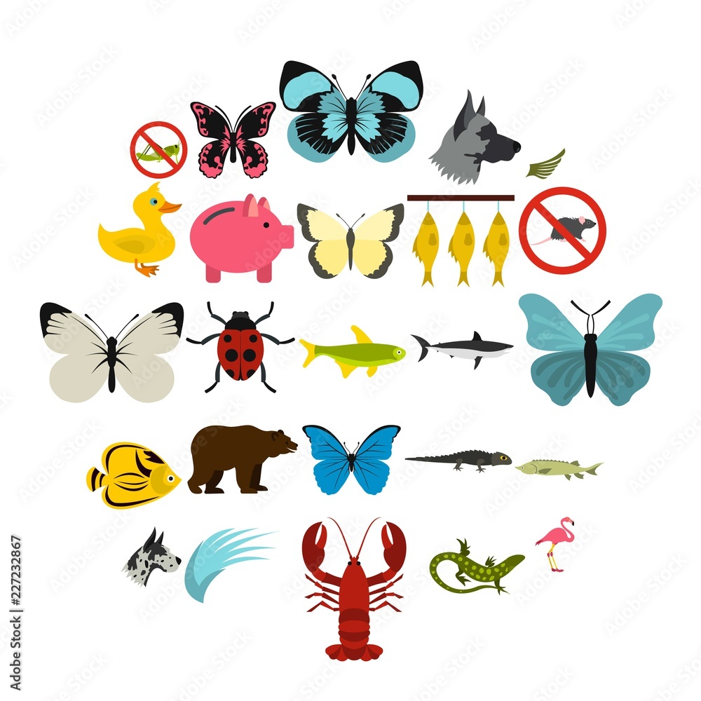 Poster insect icons set. flat set of 25 insect vector icons for web isolated on white background