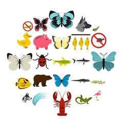 Insect icons set. Flat set of 25 insect vector icons for web isolated on white background