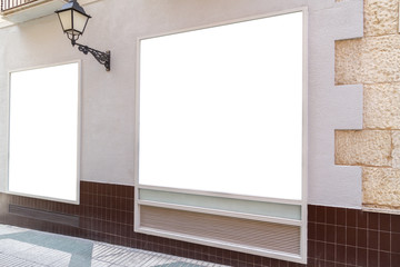 Outdoor billboard on grunge wall advertisement mockup