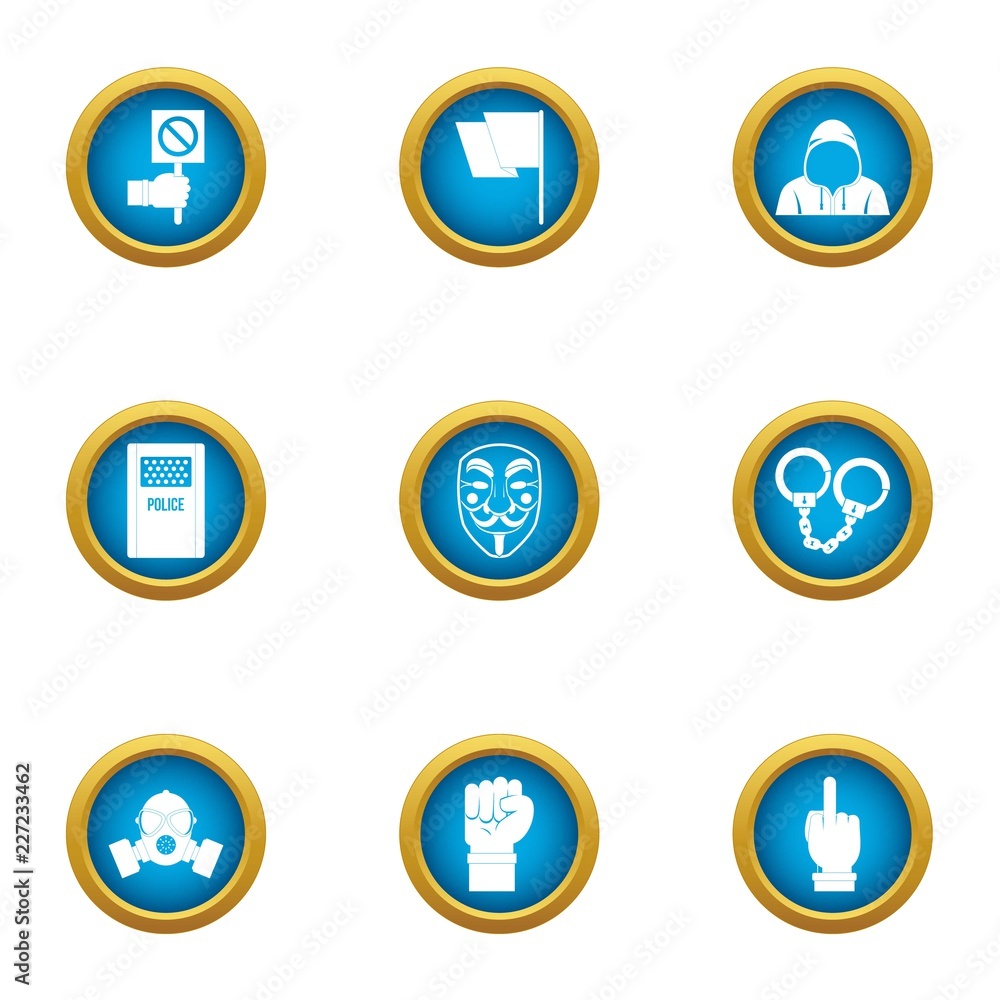 Poster menace icons set. flat set of 9 menace vector icons for web isolated on white background