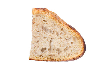half slice of homemade bread - isolated
