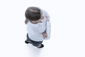 view from the top.in full growth. confident young business lady.