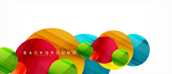 Glossy colorful circles abstract background, modern geometric design