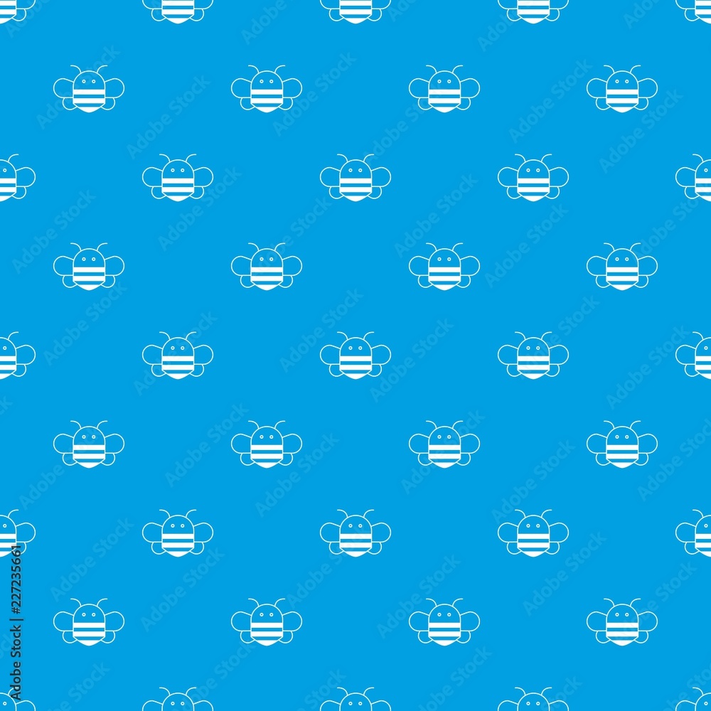 Poster bee pattern vector seamless blue repeat for any use