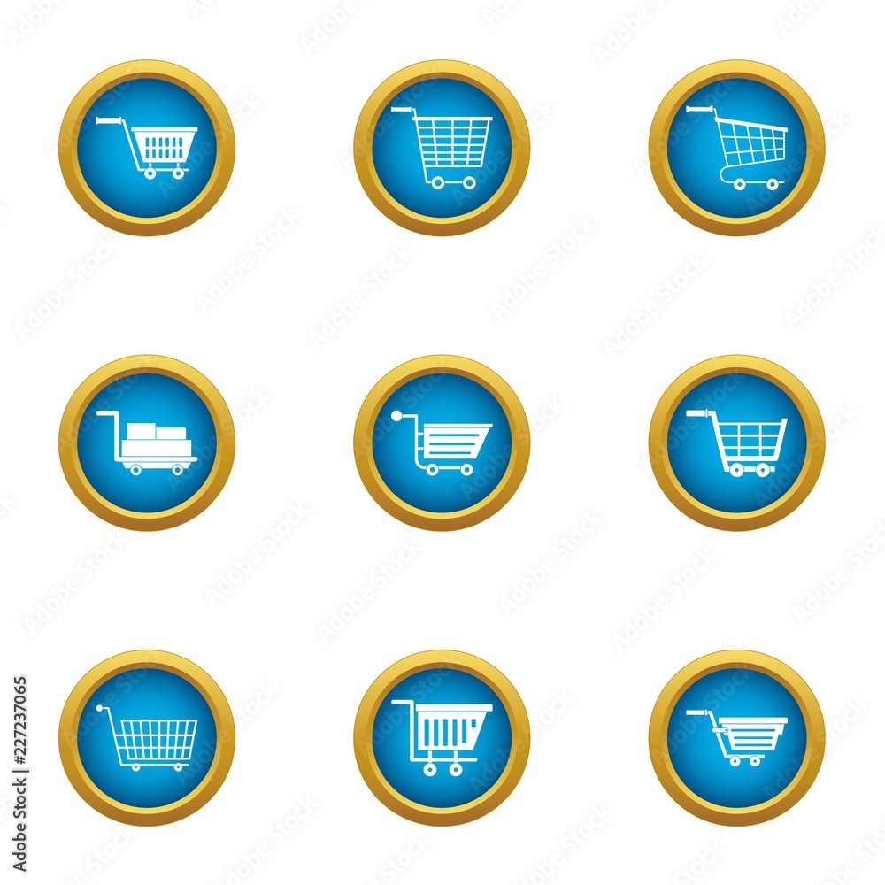 Poster wheelbarrow icons set. flat set of 9 wheelbarrow vector icons for web isolated on white background