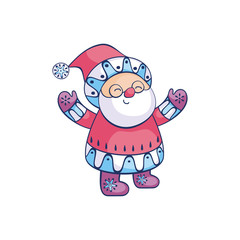 Cute Santa Claus in ethnic style. Christmas vector illustration isolated on a white background.