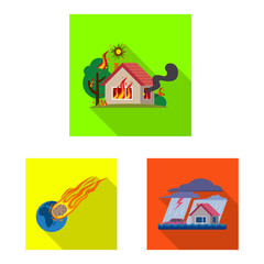 Vector design of natural and disaster icon. Collection of natural and risk stock vector illustration.