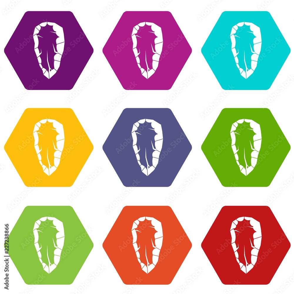 Poster old tool icons 9 set coloful isolated on white for web