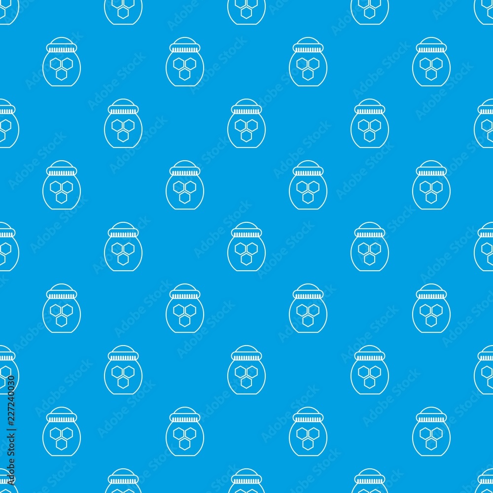 Poster jar of honey pattern vector seamless blue repeat for any use
