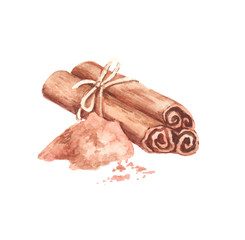 Watercolour hand painted design element. Use as a decorative element for cover, card, web design and menu decoration.