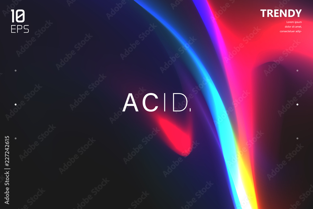 Wall mural abstract wave shapes background design. vivid colors backdrop. trendy color flow artwork
