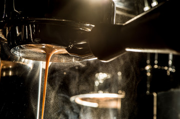 Espresso machine brewing a coffee.