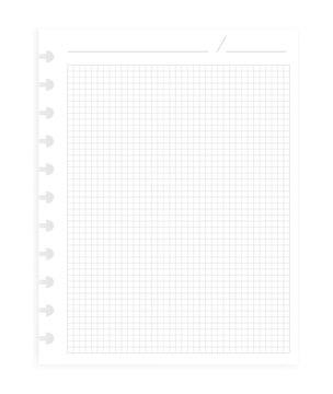 Letter size squared paper sheet with header for disc binder, template