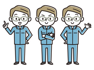 作業着　男性　ポーズ