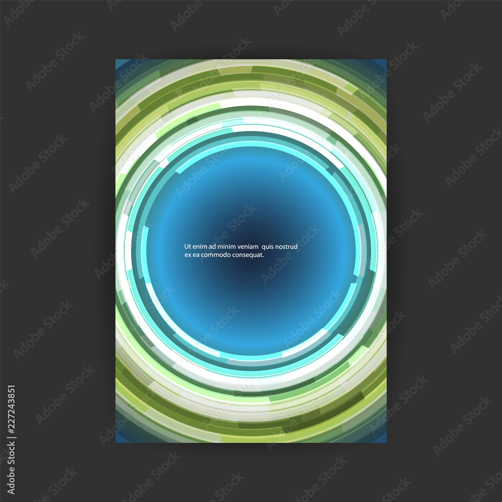 Poster abstract colorful modern style patterned futuristic technology cover design with round concentric ge