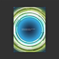 Abstract Colorful Modern Style Patterned Futuristic Technology Cover Design with Round Concentric Geometric Shapes - Applicable for Banners, Placards, Posters, Flyers - Creative EPS10 Vector Template