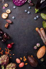 Assortment raw organic of purple ingredients