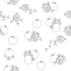 Seamless realistic pomegranate illustration pattern