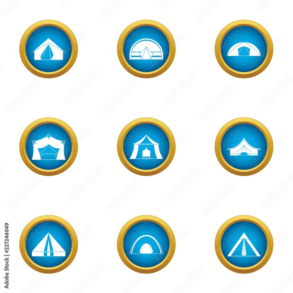 Poster booth icons set. flat set of 9 booth vector icons for web isolated on white background