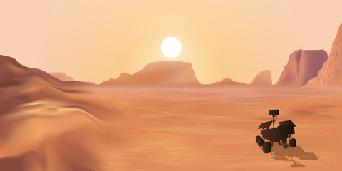 Sonde d'exploration sur la planète mars à la recherche de la vie extraterrestre © pict rider
