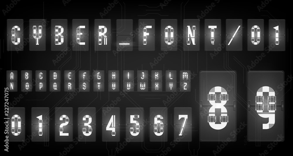 Fototapete futuristic vector font design. letters and numbers for web and app. techno font alphabet. digital hi