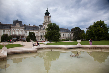 scenic Festetics Palace located in the town of Keszthely, Zala, Hungary, near the Lake Balaton