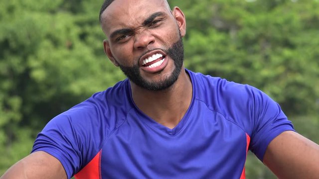 Angry Athletic Black African Man Yelling