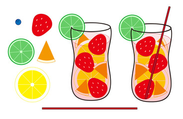 サングリアの赤とフルーツのセット