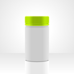 White plastic jar packaging vector, isolated on white background.