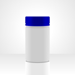 White plastic jar packaging vector, isolated on white background.