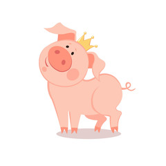 Cartoon little prince Pig. The year of the pig. Chinese New Year