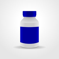 Realistic medicine bottle vector packaging, isolated on white background.