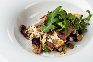 Veal Salad. Autumn composition with pumpkin. halloween