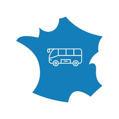 Карта Парижа с изображением автобуса. Экскурсии, путешествия, пассажирские перевозки. Векторный значок, изолированный на белом фоне.