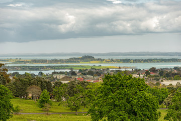 A view of Ohehunga suburb with the Mangere inlet in the background - 227250234