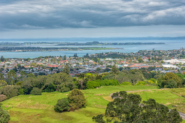 A view of Ohehunga suburb with the Mangere inlet in the background - 227250650