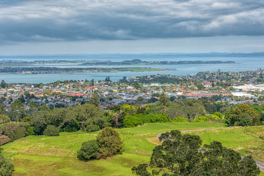 A view of Ohehunga suburb with the Mangere inlet in the background