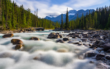 The Mistaya River flows through Mistaya Canyon in Banff National Park, Alberta Canada