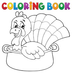 Coloring book turkey bird in pan theme 1