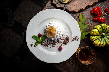 Lightweight dessert with whiskey. A Halloween Meal.