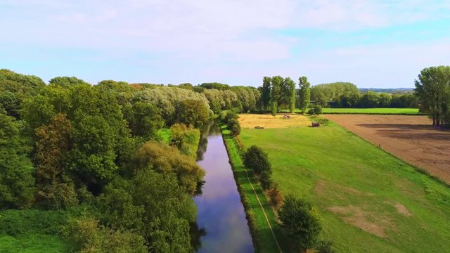 River Niers at Niederrhein Germany drone flyover