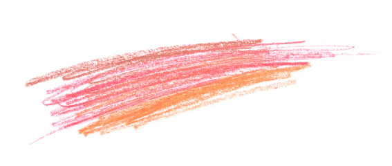 Red and orange lines hand drawn with pencil on clean white background