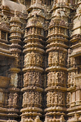 KANDARIYA MAHADEV TEMPLE, Panel with deities and figures in various poses, Western Group,...