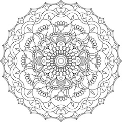 Mandala coloring page. Adult coloring, relax, meditation poster. Oriental design. 