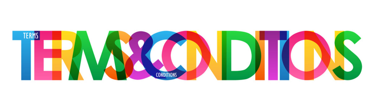 TERMS & CONDITIONS rainbow letters banner