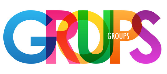 GROUPS rainbow letters banner
