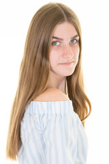 pretty young female with long beauty hairs