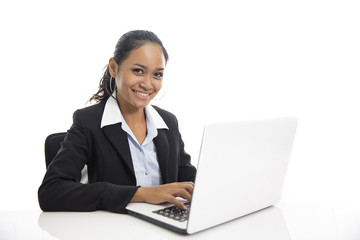 young business woman working on her laptop